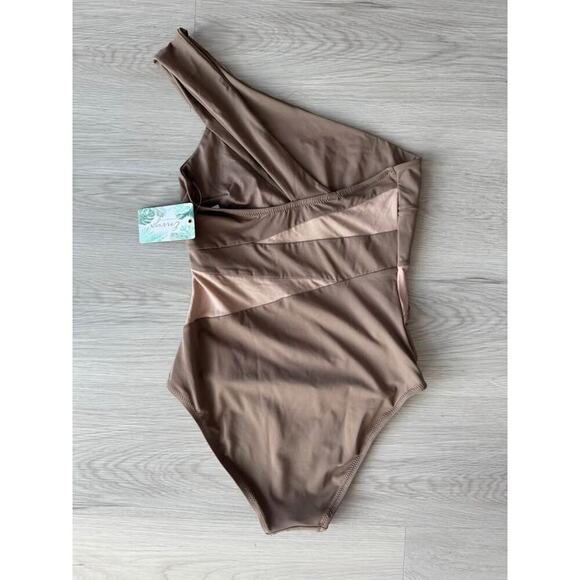NWT Envya Women’s Small Kaile Mesh One Shoulder Swimsuit - Picture 3 of 4